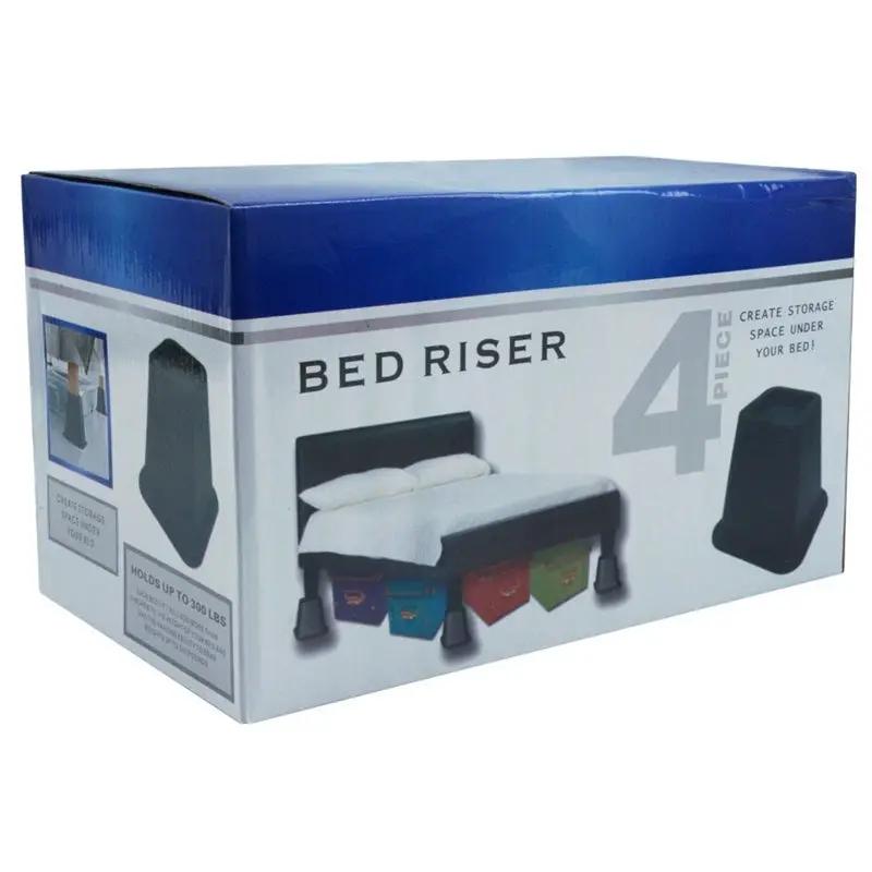 6-inch High Bed Risers in Black - 4-Pack by HomePacific