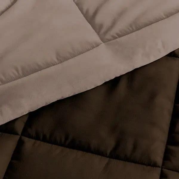 King/Cal King 3-Piece Microfiber Reversible Comforter Set in Taupe Brown by HomePacific