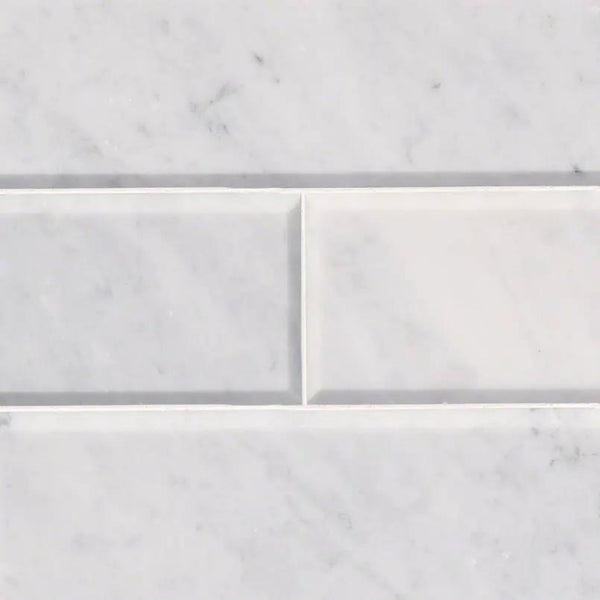 Arabescato Carrara Beveled Marble Mosaics 4x12