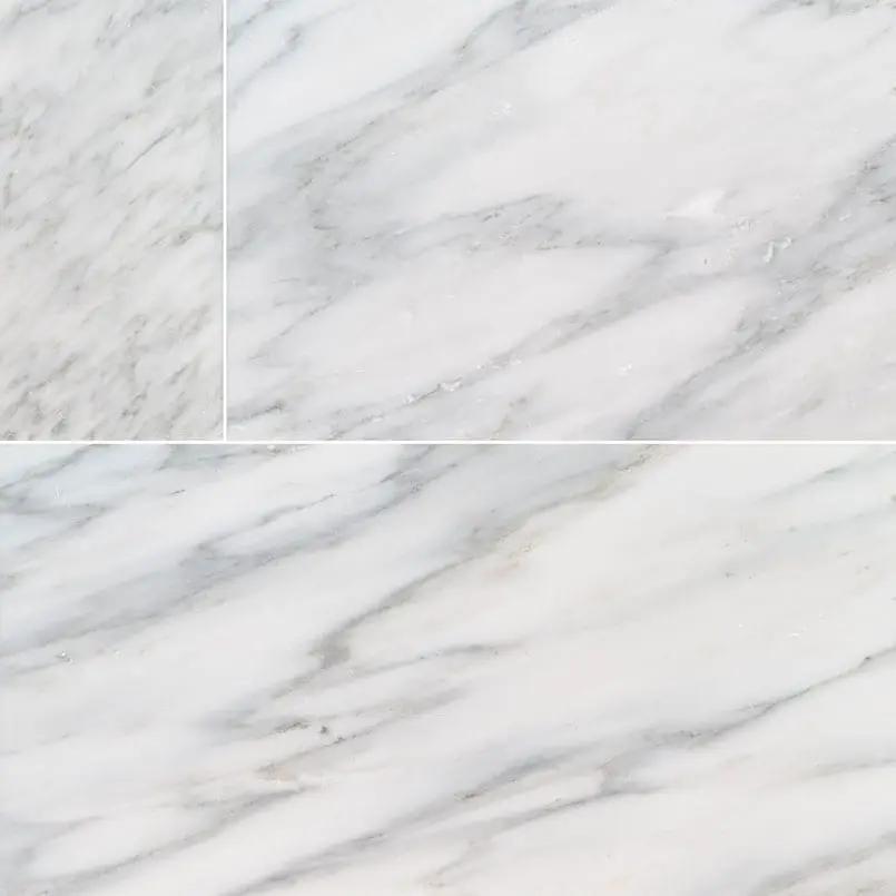 Arabescato Carrara Honed Marble Tiles 6x12 close up