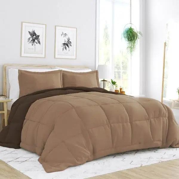 Twin/Twin XL 2-Piece Reversible Microfiber Comforter Set in Taupe Brown by HomePacific