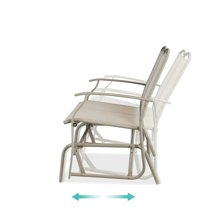 2 Seat Mesh Patio Loveseat Swing Glider Rocker with Armrests in Taupe by HomePacific