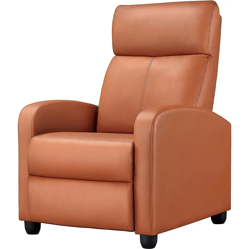 Brown High-Density Faux Leather Push Back Recliner Chair by HomePacific