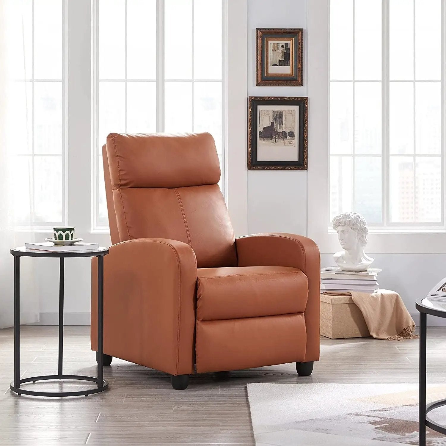 Brown High-Density Faux Leather Push Back Recliner Chair by HomePacific