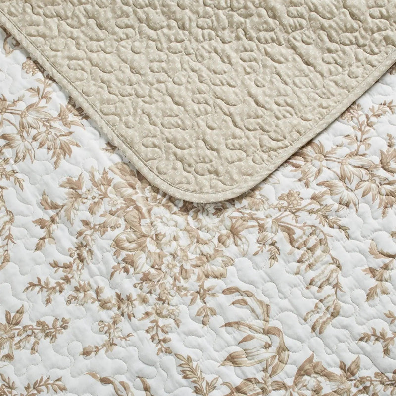 Full/Queen 3 Piece Bed-in-a-Bag Bohemian Tan Beige Floral Cotton Quilt Set by HomePacific