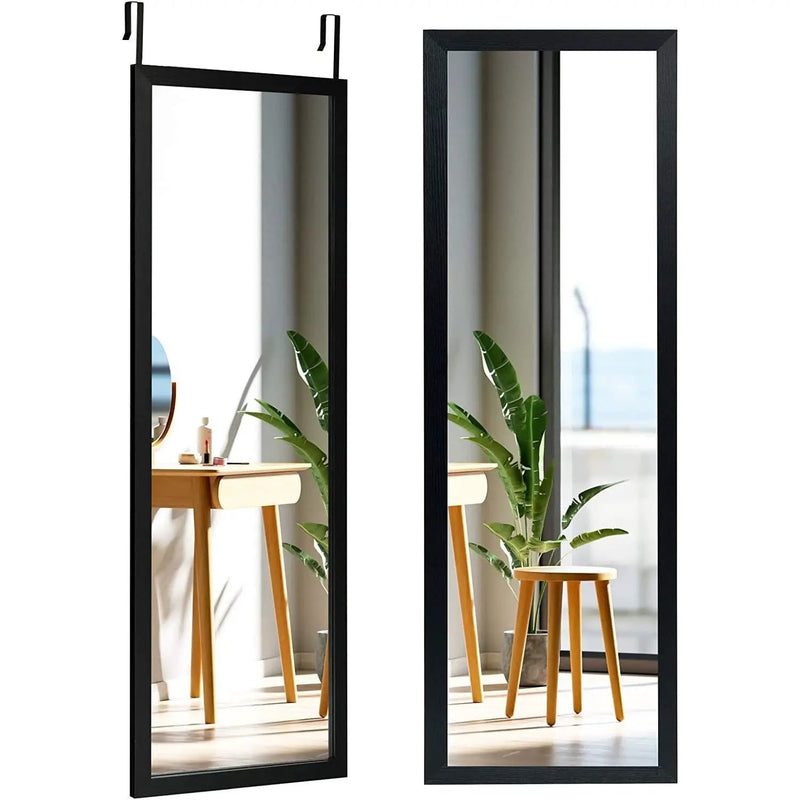 Black Full Length Bedroom Mirror with Over the Door or Wall Mounted Design by HomePacific