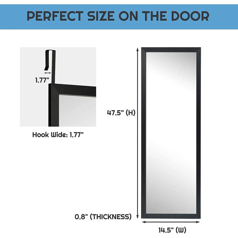 Black Full Length Bedroom Mirror with Over the Door or Wall Mounted Design by HomePacific