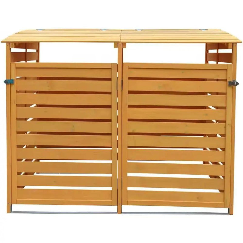 Outdoor Solid Wood Garbage Can Recycle Bin Storage Shed - Holds 2 Trash Bins by HomePacific