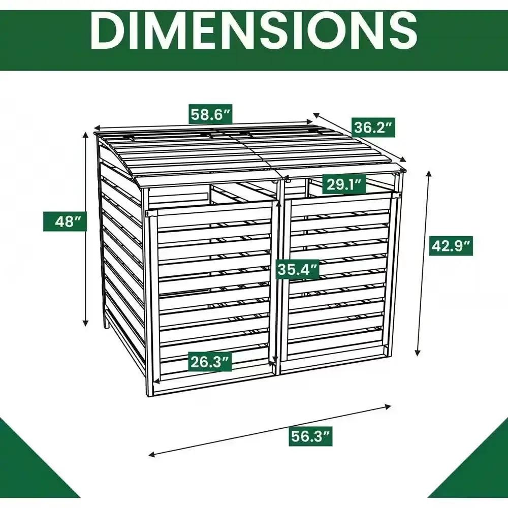 Outdoor Solid Wood Garbage Can Recycle Bin Storage Shed - Holds 2 Trash Bins by HomePacific