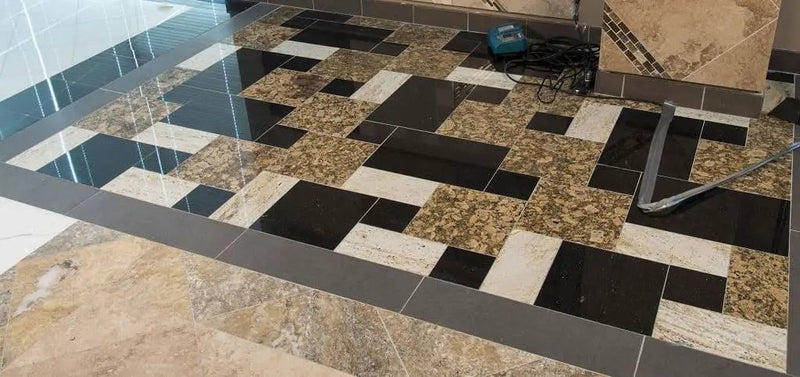 Black Galaxy Polished Granite Tiles 18x18 in a finished room
