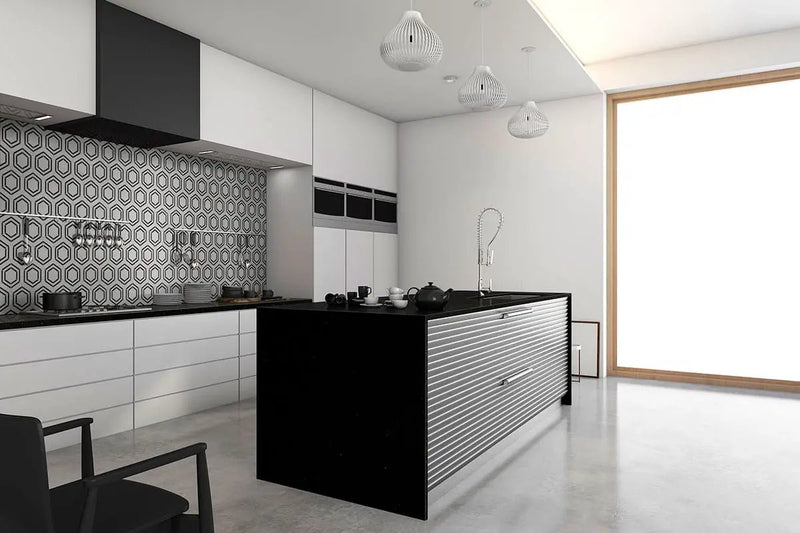 Black Galaxy Polished Granite Tiles 12x12 C in a finished room