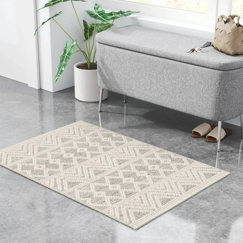 2-ft. x 3-ft. Hand Woven Wool Blend Grey Beige Ivory Persian Style Area Rug by HomePacific