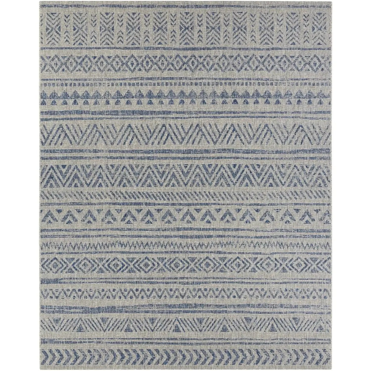 2 ft. x 3 ft. Blue Grey Chevron Coastal Boho Style Indoor Outdoor Area Rug by HomePacific