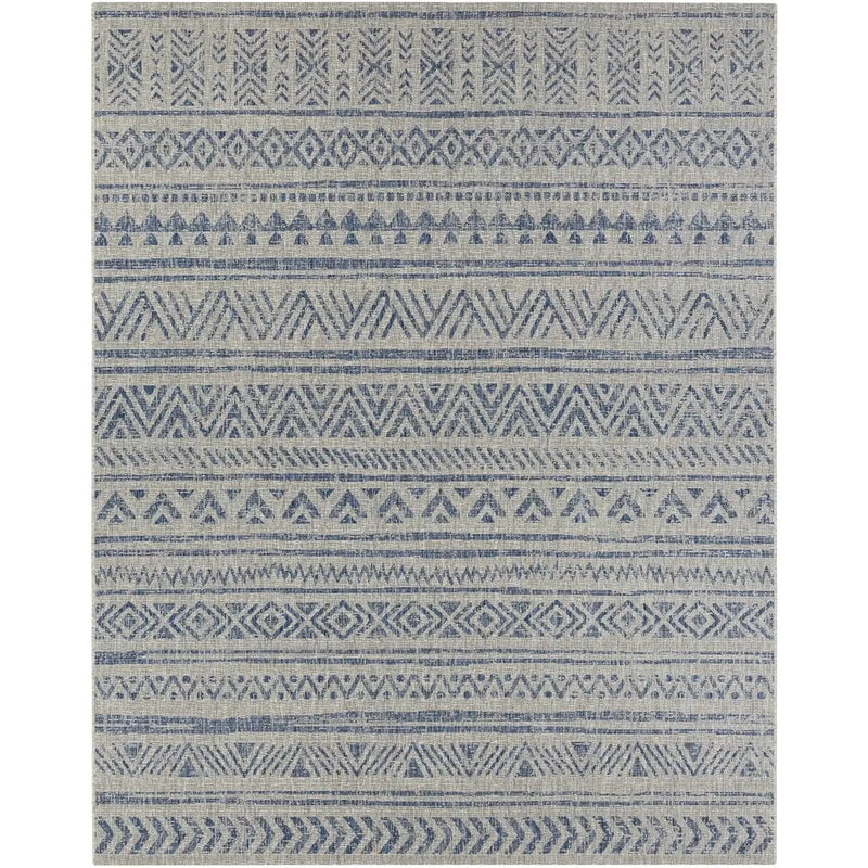 2 ft. x 3 ft. Blue Grey Chevron Coastal Boho Style Indoor Outdoor Area Rug by HomePacific