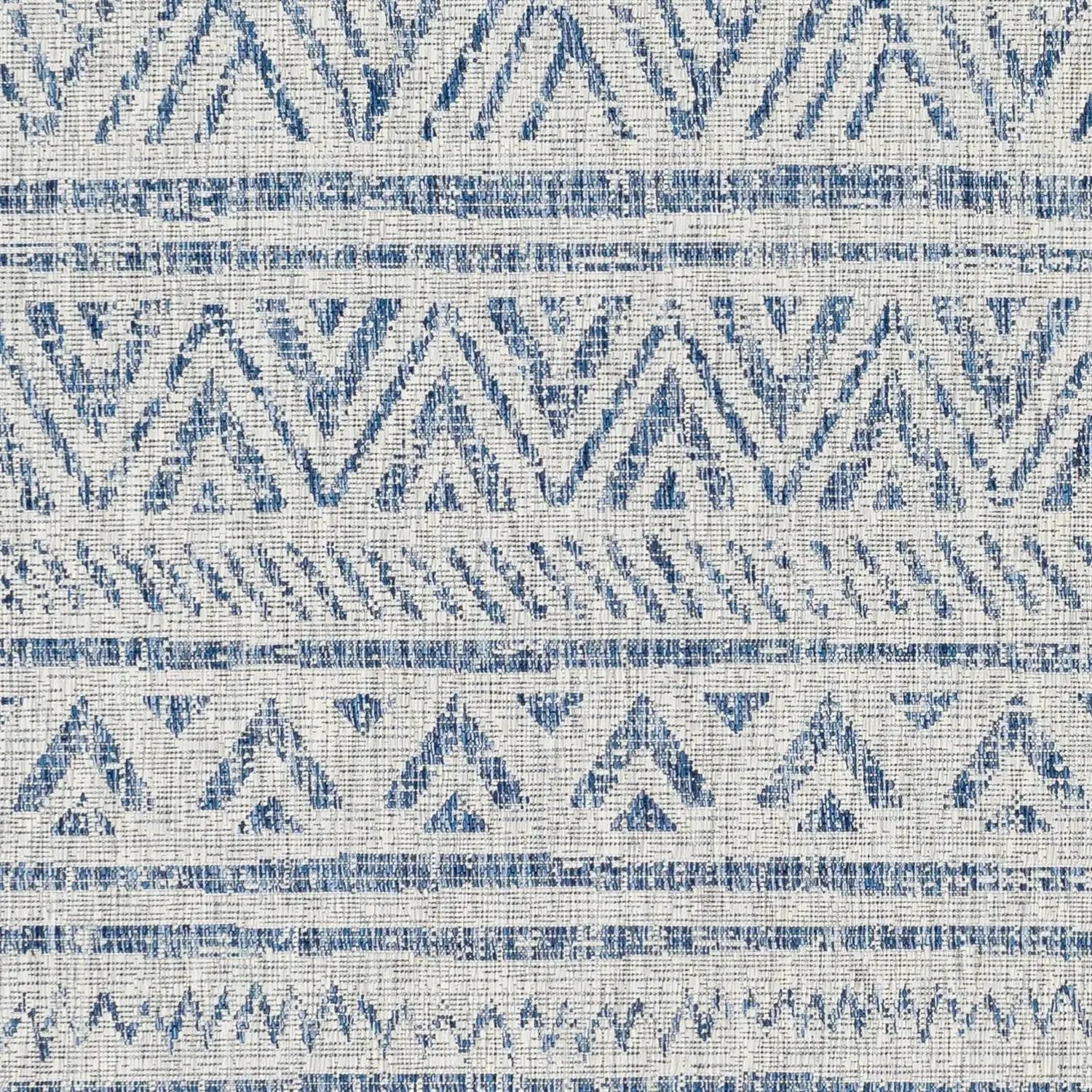 2 ft. x 3 ft. Blue Grey Chevron Coastal Boho Style Indoor Outdoor Area Rug by HomePacific