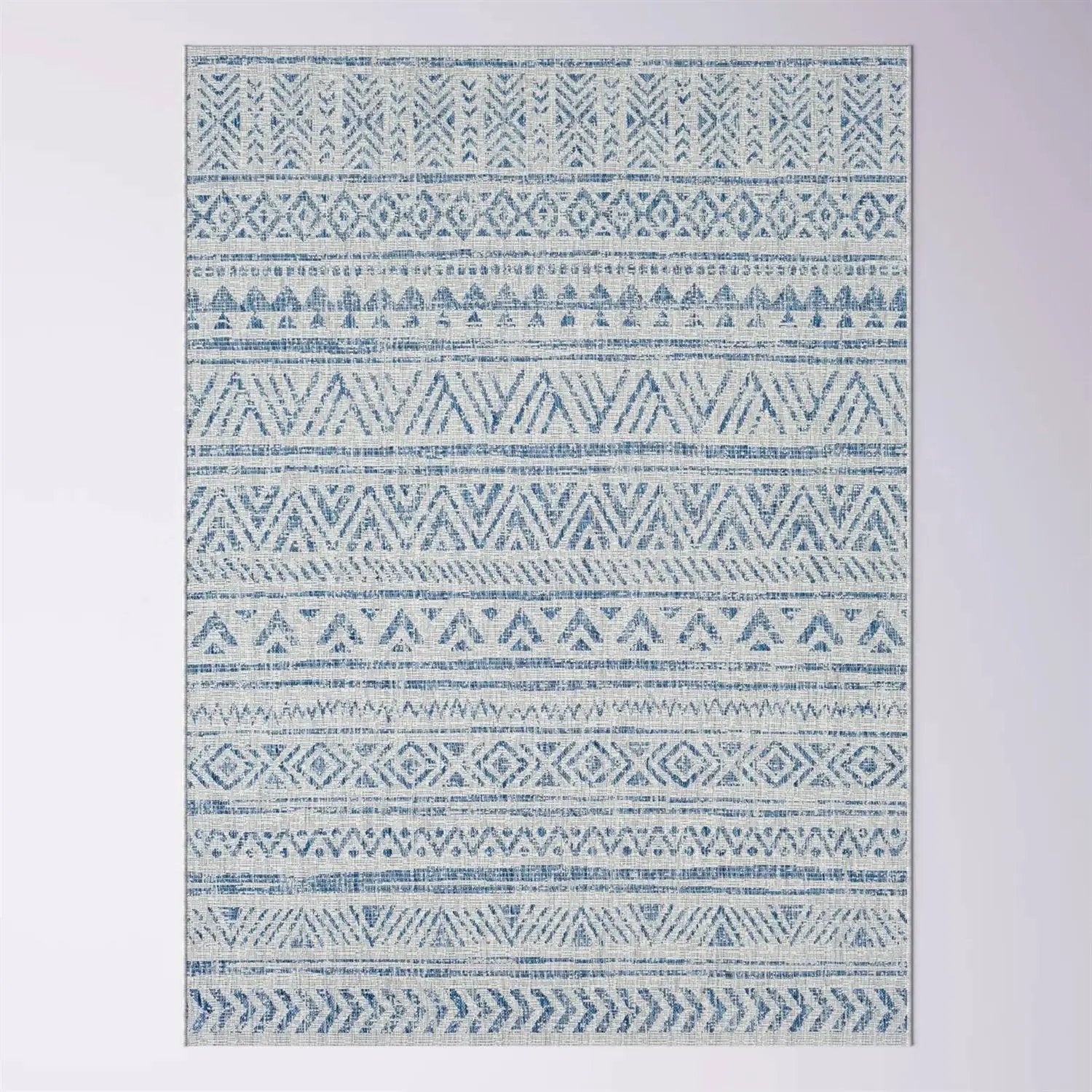 2 ft. x 3 ft. Blue Grey Chevron Coastal Boho Style Indoor Outdoor Area Rug by HomePacific