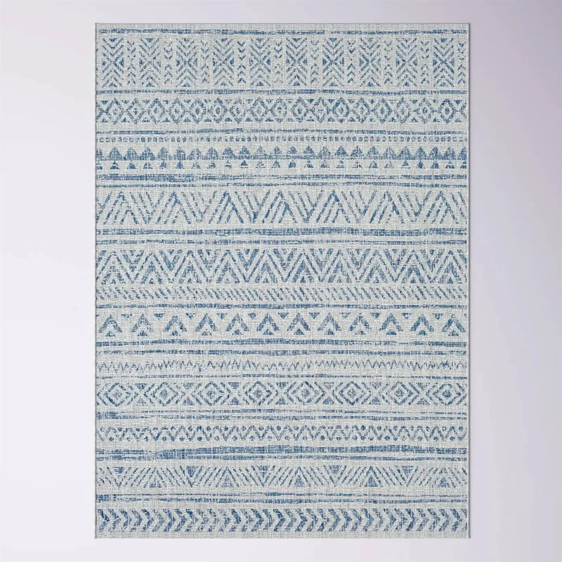 2 ft. x 3 ft. Blue Grey Chevron Coastal Boho Style Indoor Outdoor Area Rug by HomePacific