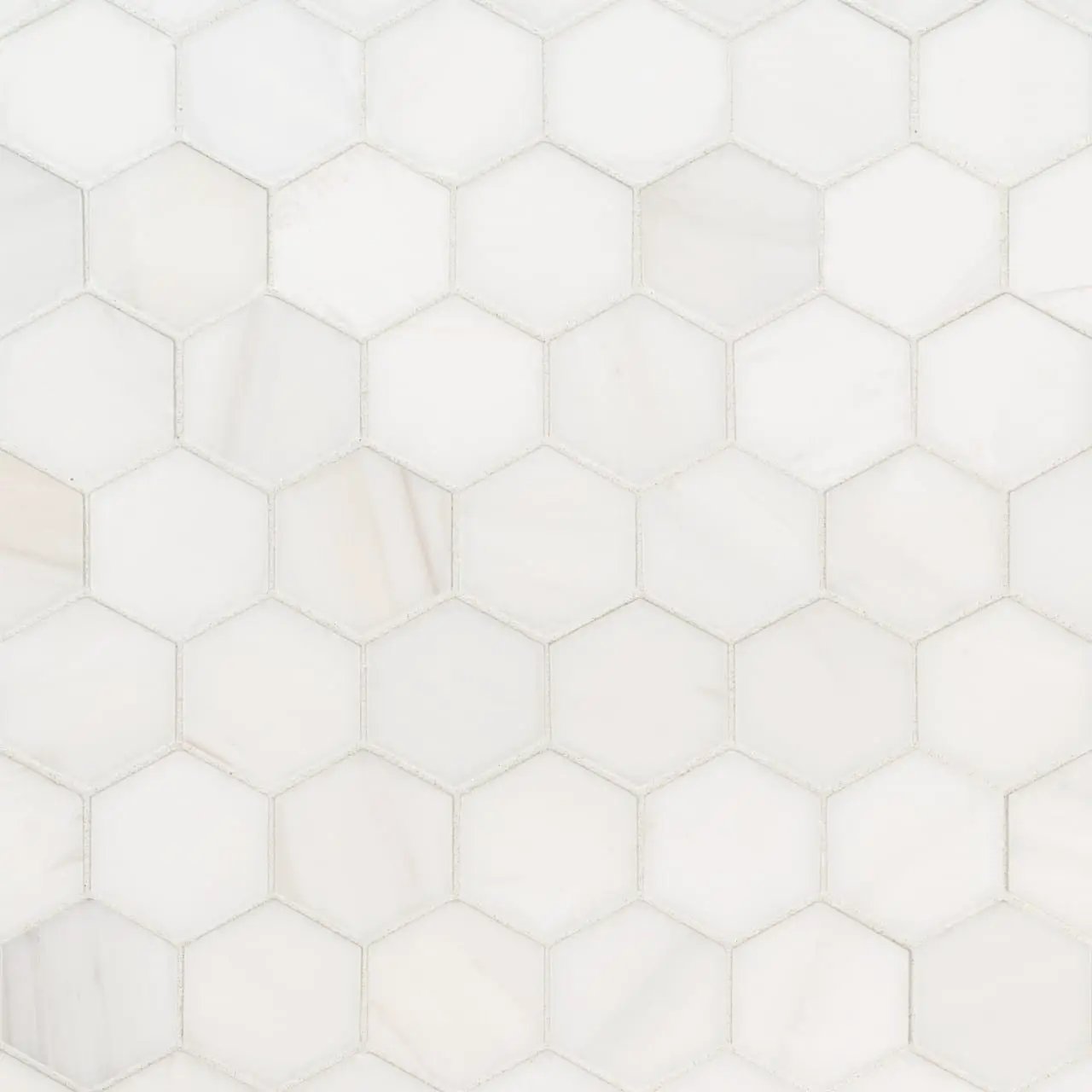 Bianco Dolomite Polished Hexagon Marble Mosaics close up