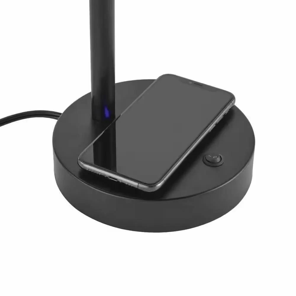 Modern LED Desk Light Table Lamp with Wireless Cell Charging Pad in Black by HomePacific