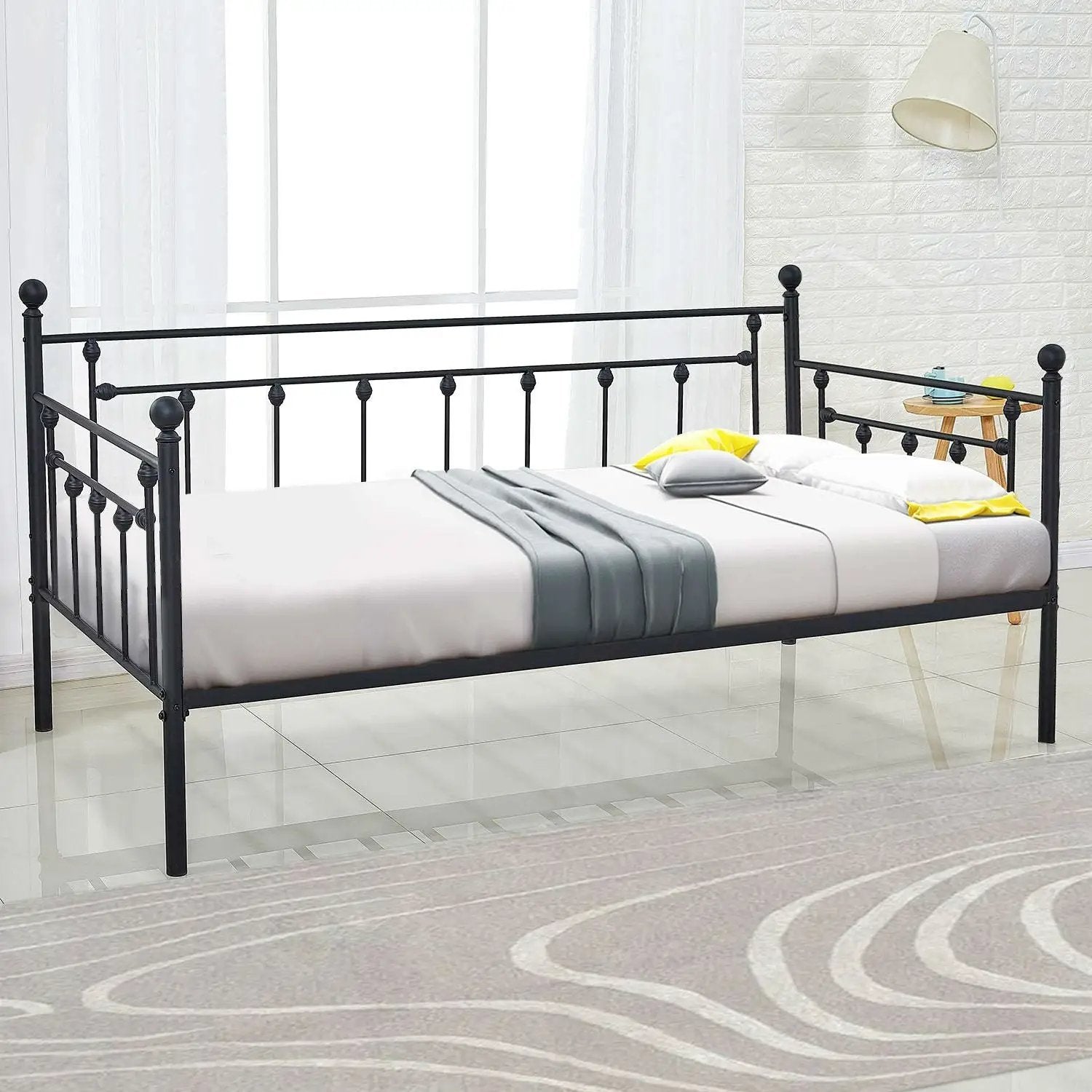 Twin size Classic Black Metal Daybed Frame by HomePacific