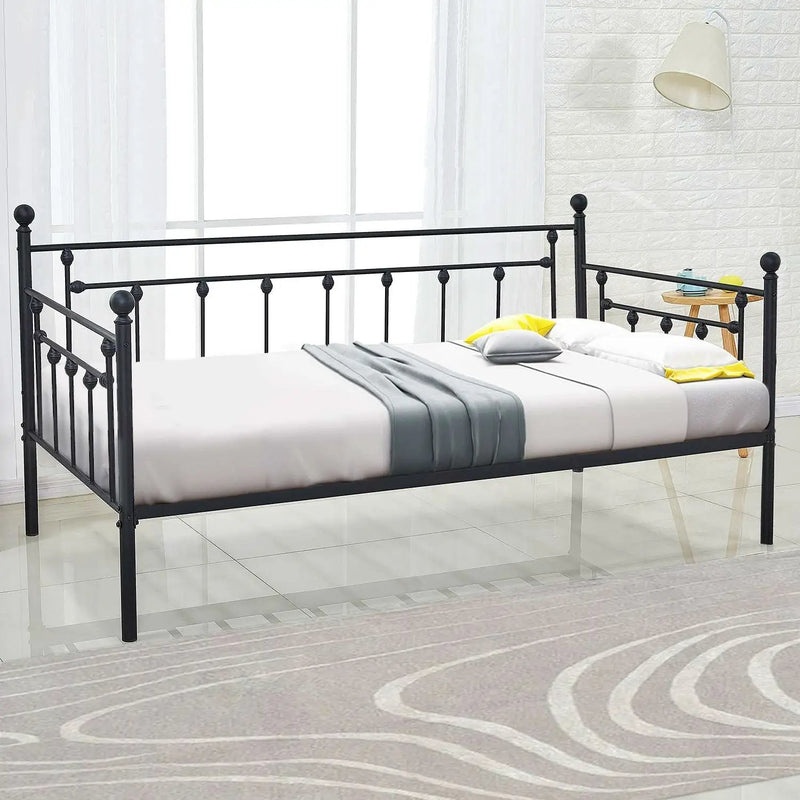 Twin size Classic Black Metal Daybed Frame by HomePacific
