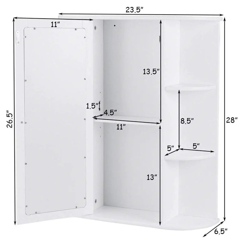 White Bathroom Wall Mounted Medicine Cabinet with Storage Shelves by HomePacific