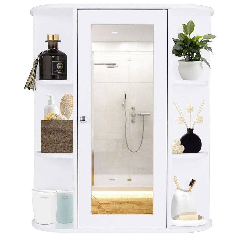 White Bathroom Wall Mounted Medicine Cabinet with Storage Shelves by HomePacific