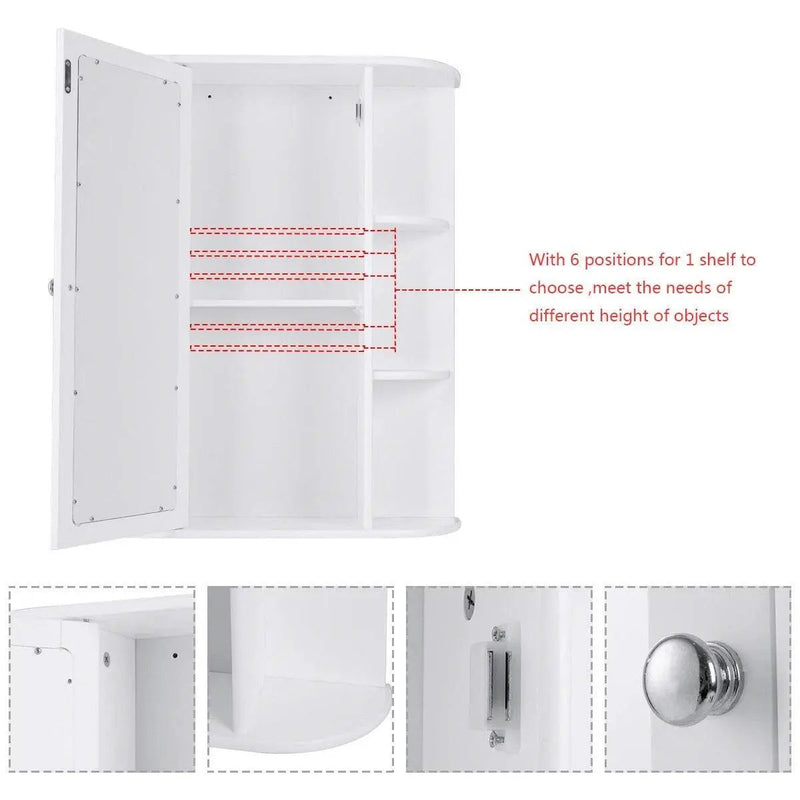 White Bathroom Wall Mounted Medicine Cabinet with Storage Shelves by HomePacific