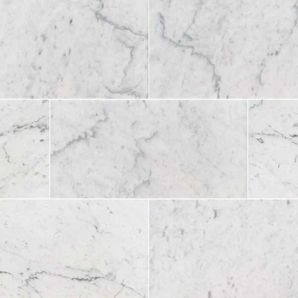 Carrara White Polished Marble Tiles 12x24