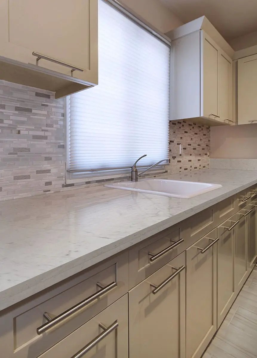 Carrara White Polished Marble Tiles 12x12 in a finished room