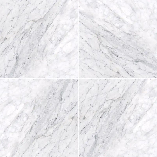 Carrara White Polished Marble Tiles 18x18