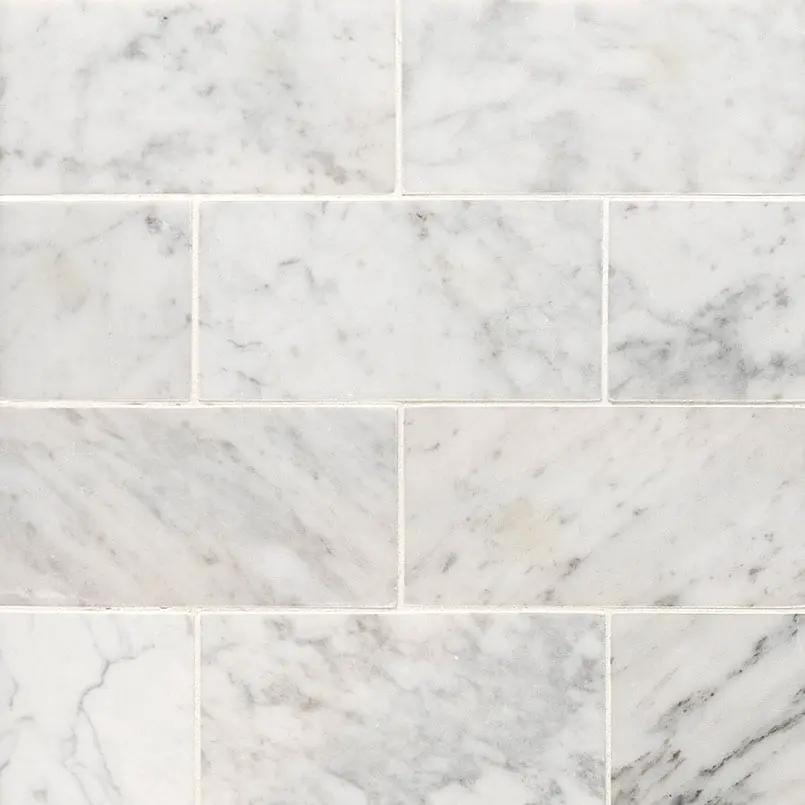 Carrara White Subway Tile 3x6 Honed Marble Mosaics by MSI Surfaces