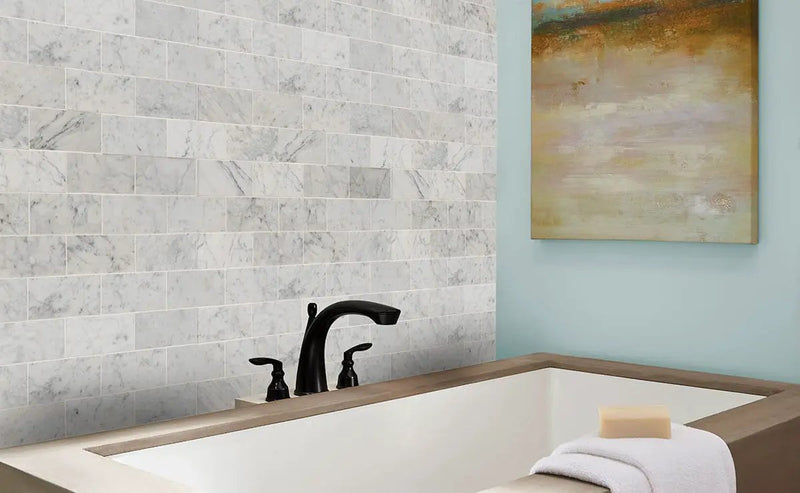 Carrara White Subway Tile 3x6 Honed Marble Mosaics by MSI Surfaces