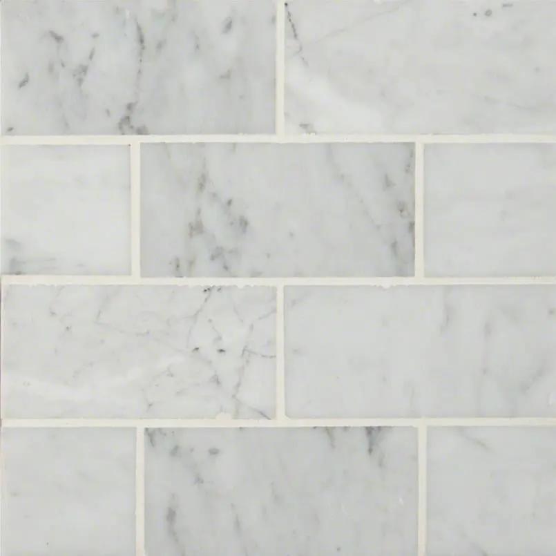 Carrara White Polished Marble Mosaics 3x6 by MSI Surfaces