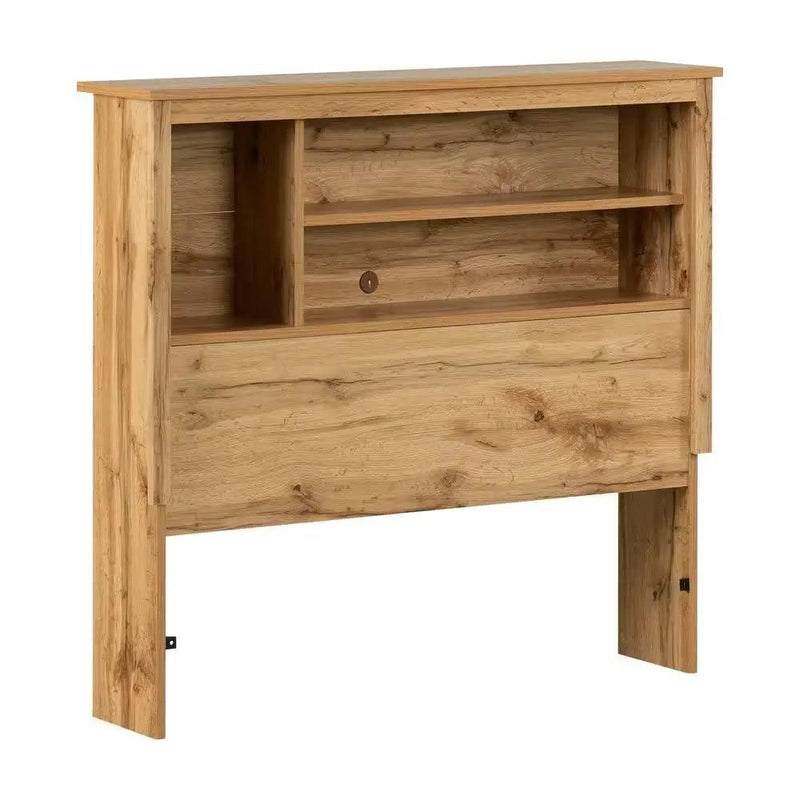 Twin size Modern Scandinavian Style Bookcase Headboard in Oak Wood Finish by HomePacific