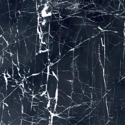 China Black W/vein Polished Marble Tiles 12x12