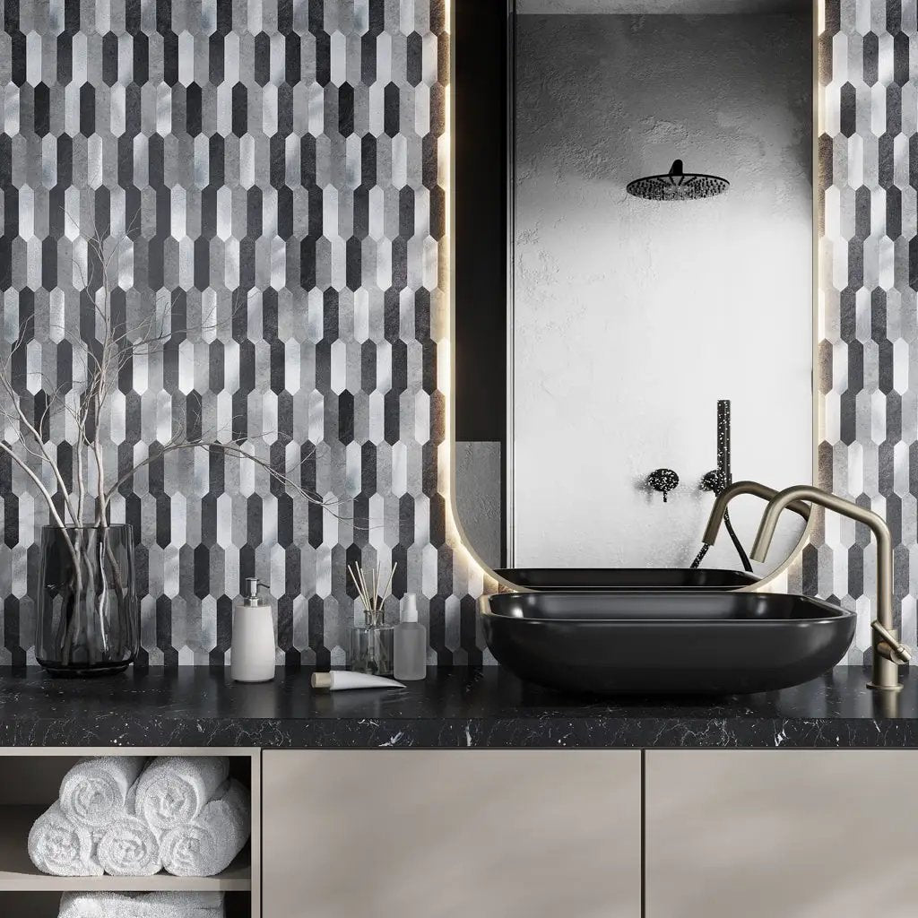 Gray 12x12 Honed Brick PVC Peel & Stick Tile (10 pack, 10 sq ft/case) by Apollo Tile