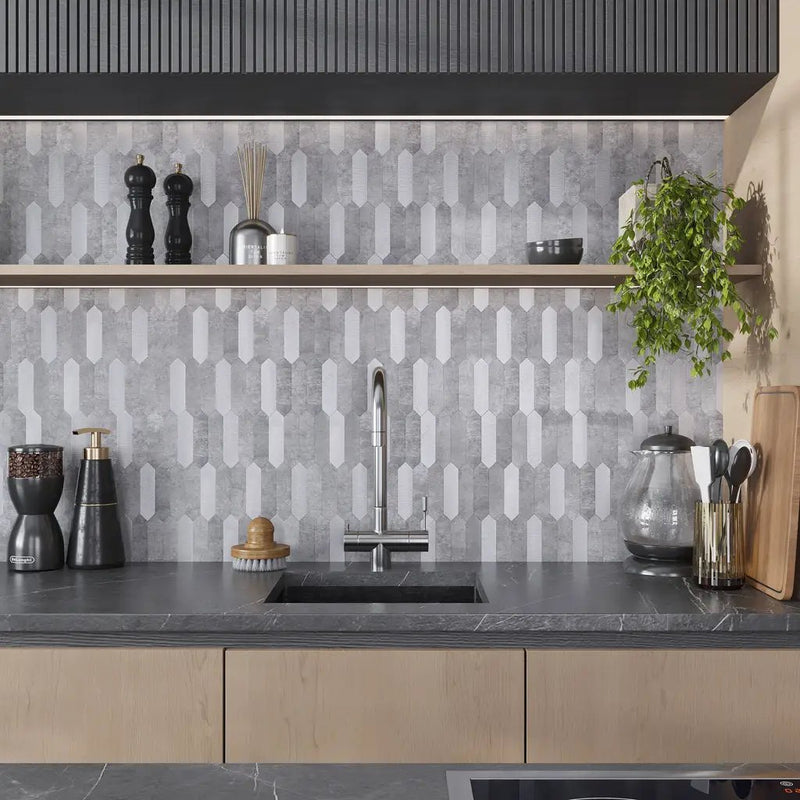 Gray 12x12 Honed Brick PVC Peel & Stick Tile (10 pack, 10 sq ft/case) by Apollo Tile