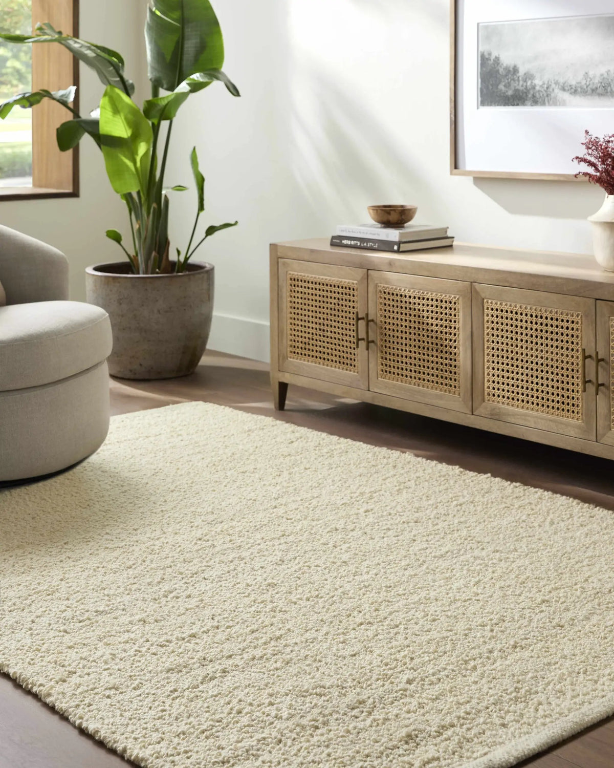 Teela Cream Area Rug - Clearance, installed in a room
