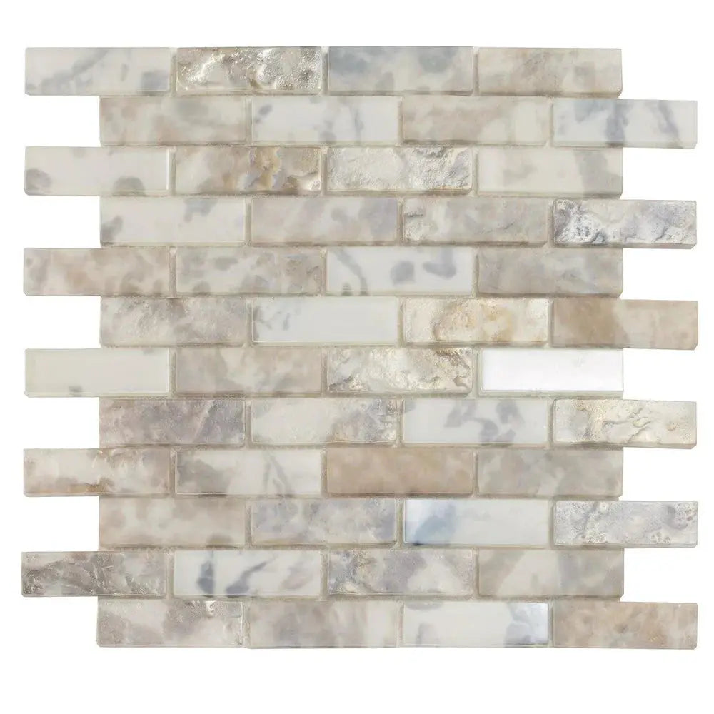 Grey 12x12 Matte Brick Glass Mosaic Tile (10 pack, 9.5 sq ft/case) by Apollo Tile