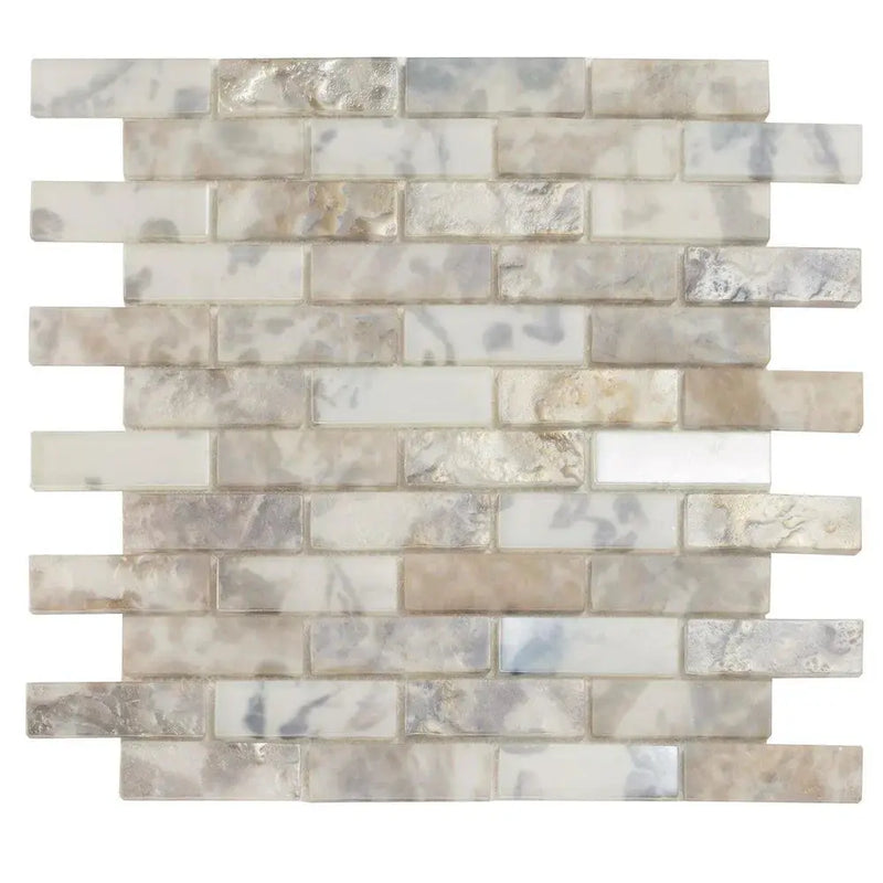 Grey 12x12 Matte Brick Glass Mosaic Tile (10 pack, 9.5 sq ft/case) by Apollo Tile