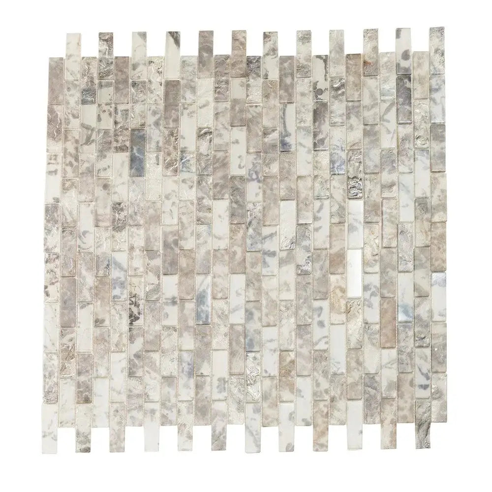 Grey 12x12 Matte Brick Glass Mosaic Tile (10 pack, 9.5 sq ft/case) by Apollo Tile