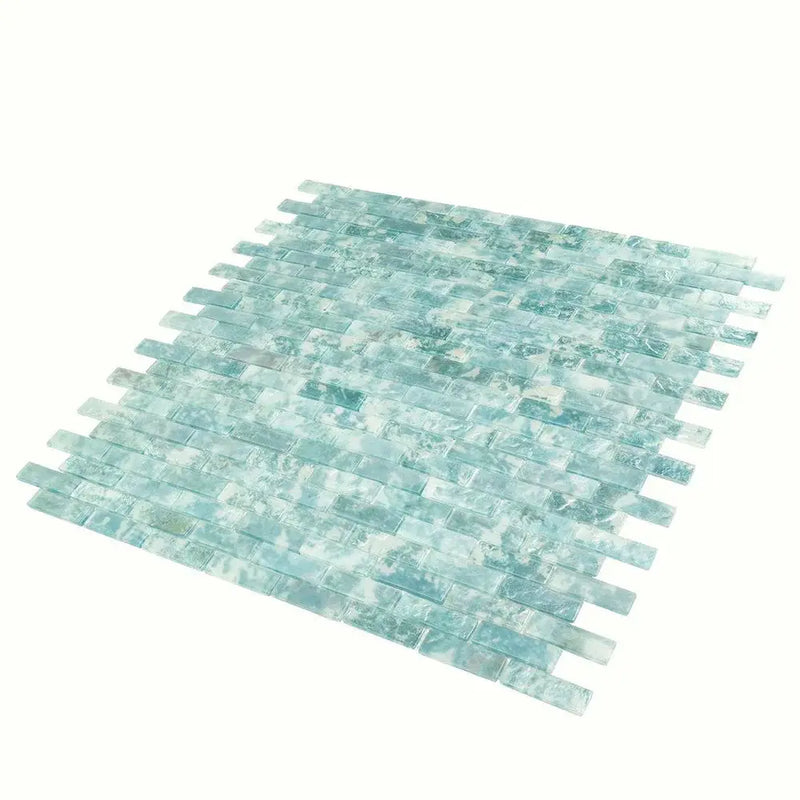 Aqua 12x12 Matte Brick Glass Mosaic Tile (10 pack, 9.5 sq ft/case) by Apollo Tile