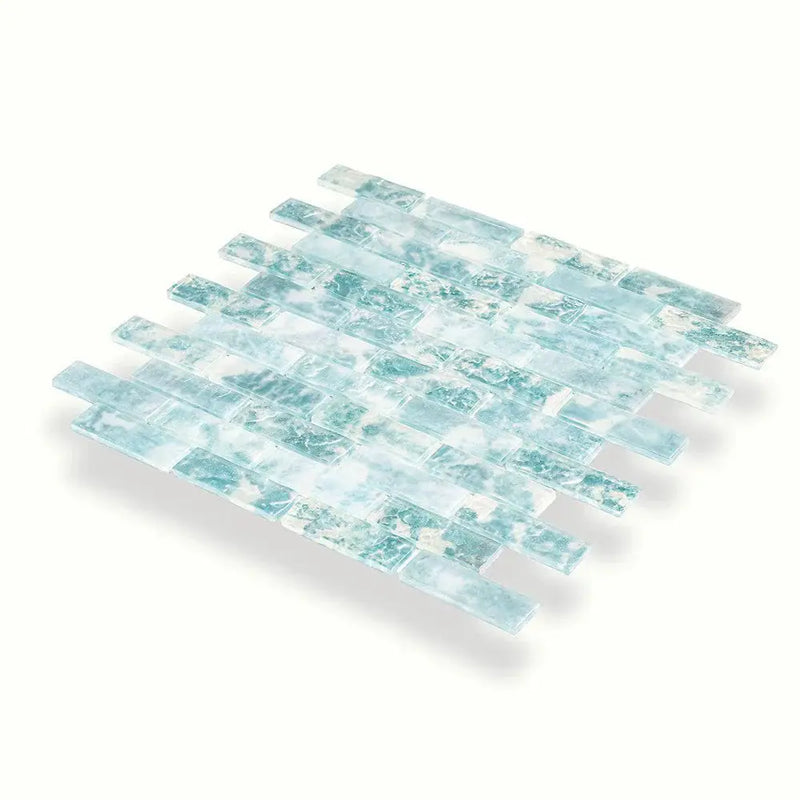 Aqua 12x12 Matte Brick Glass Mosaic Tile (10 pack, 9.5 sq ft/case) by Apollo Tile