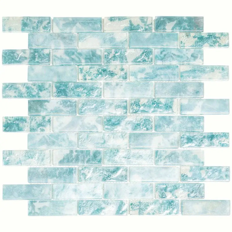 Aqua 12x12 Matte Brick Glass Mosaic Tile (10 pack, 9.5 sq ft/case) by Apollo Tile