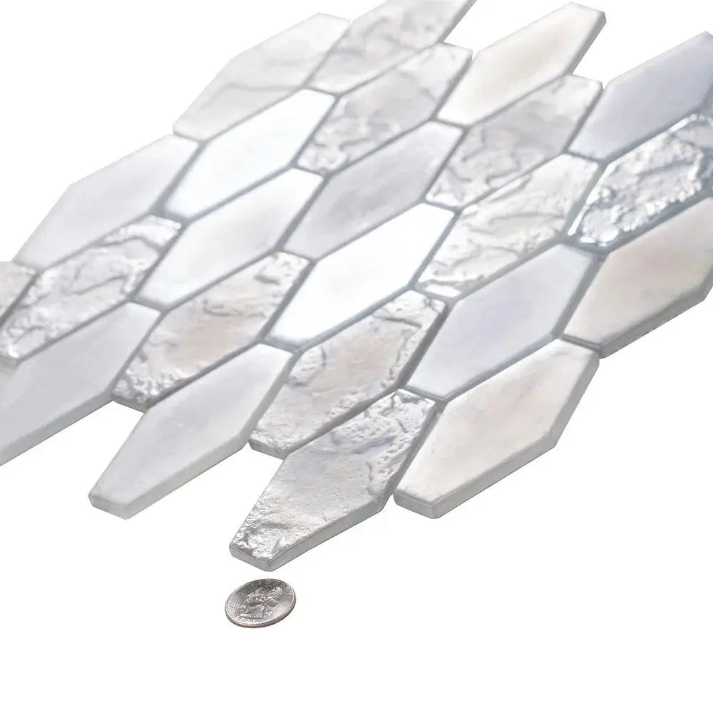 Grey 11x12 Matte Elongated Hexagon Glass Mosaic Tile (10 pack, 8.6 sq ft/case) by Apollo Tile