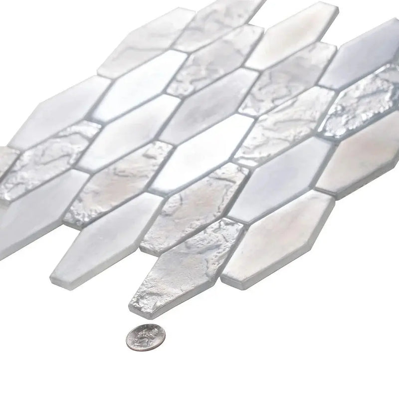Grey 11x12 Matte Elongated Hexagon Glass Mosaic Tile (10 pack, 8.6 sq ft/case) by Apollo Tile