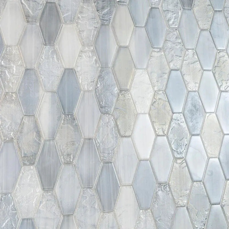 Grey 11x12 Matte Elongated Hexagon Glass Mosaic Tile (10 pack, 8.6 sq ft/case) by Apollo Tile