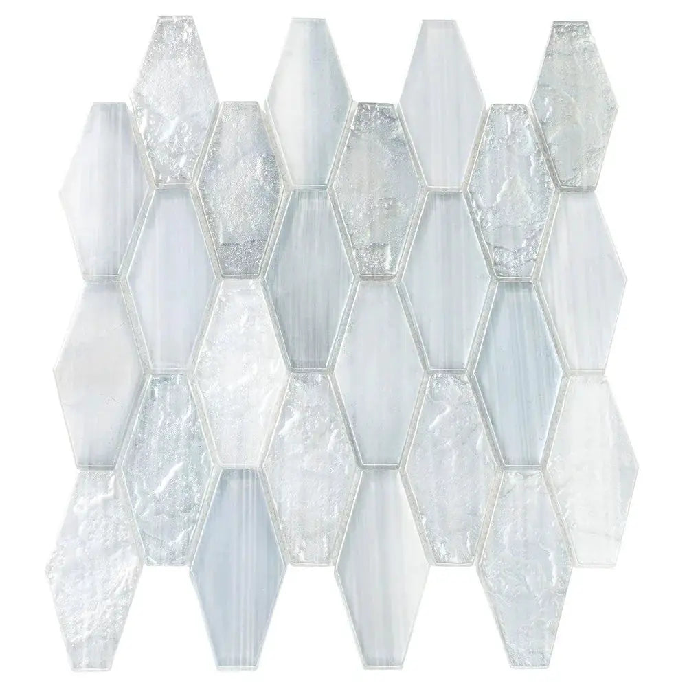 Grey 11x12 Matte Elongated Hexagon Glass Mosaic Tile (10 pack, 8.6 sq ft/case) by Apollo Tile
