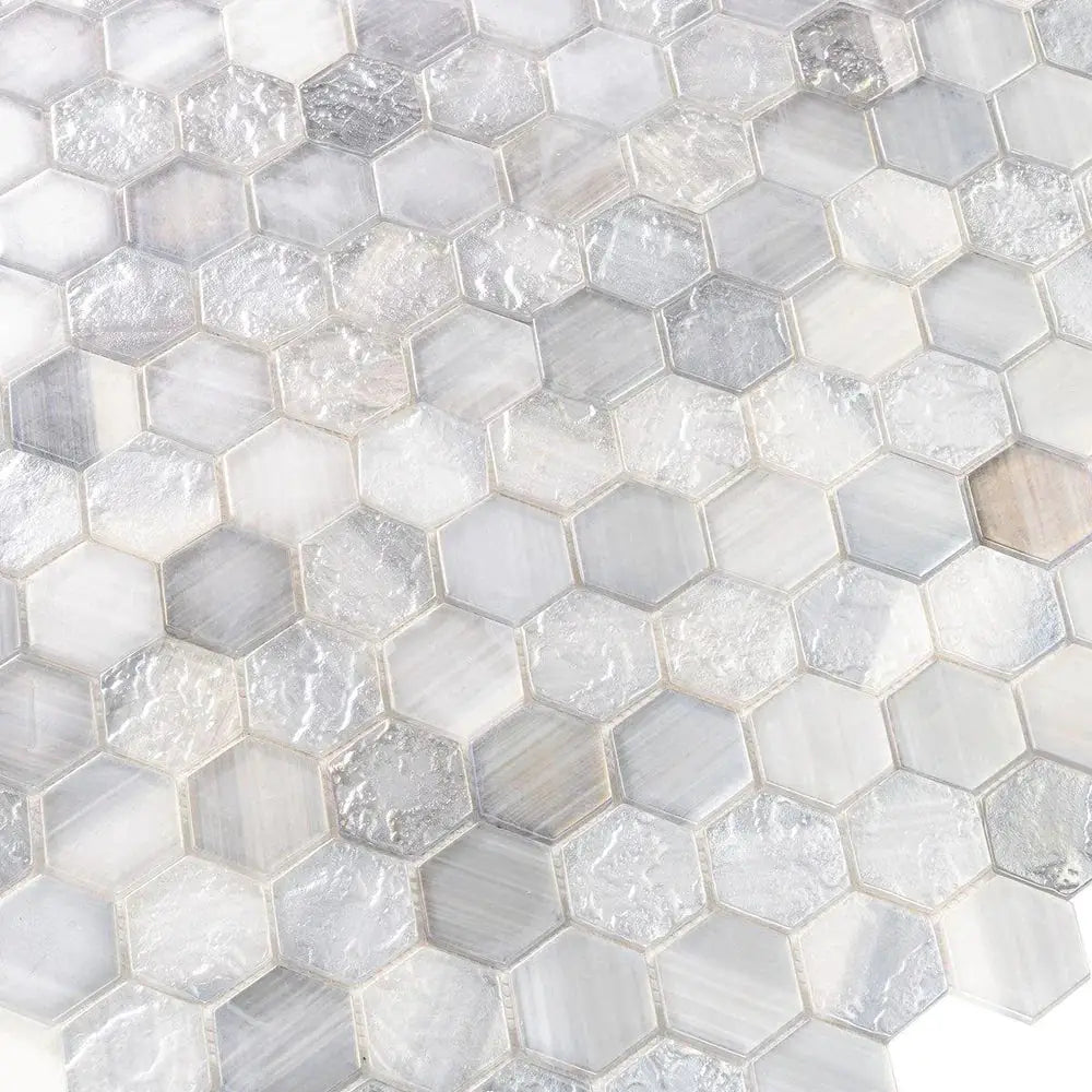 Grey 12x12 Matte Hexagon Glass Mosaic Tile (10 pack, 9.6 sq ft/case) by Apollo Tile